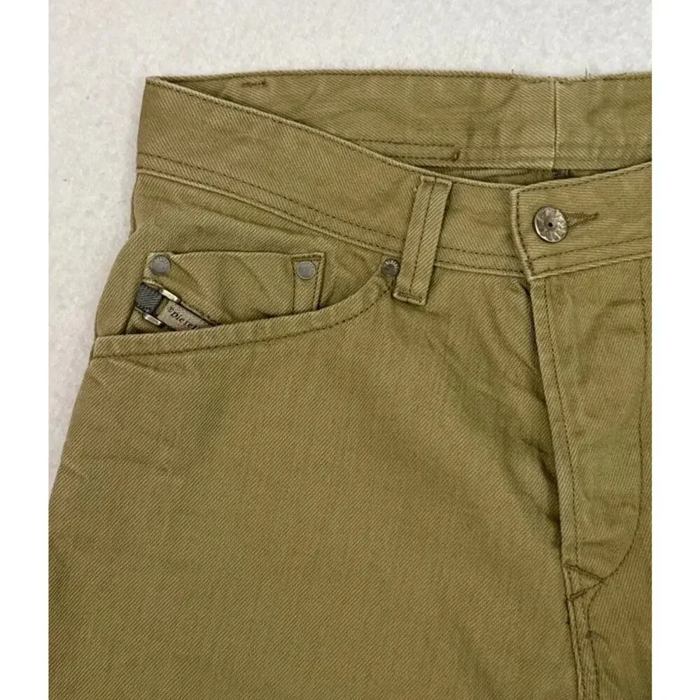 Diesel Darron Jeans Mens 30 Brown Slim Tapered Cropped Hemmed Denim